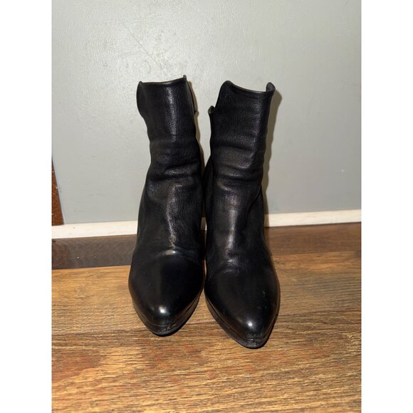 Lorenzo Massetti Prialpas Gomma  Black Leather Heeled Ankle Boots Size 6.5 /37 - Picture 6 of 13